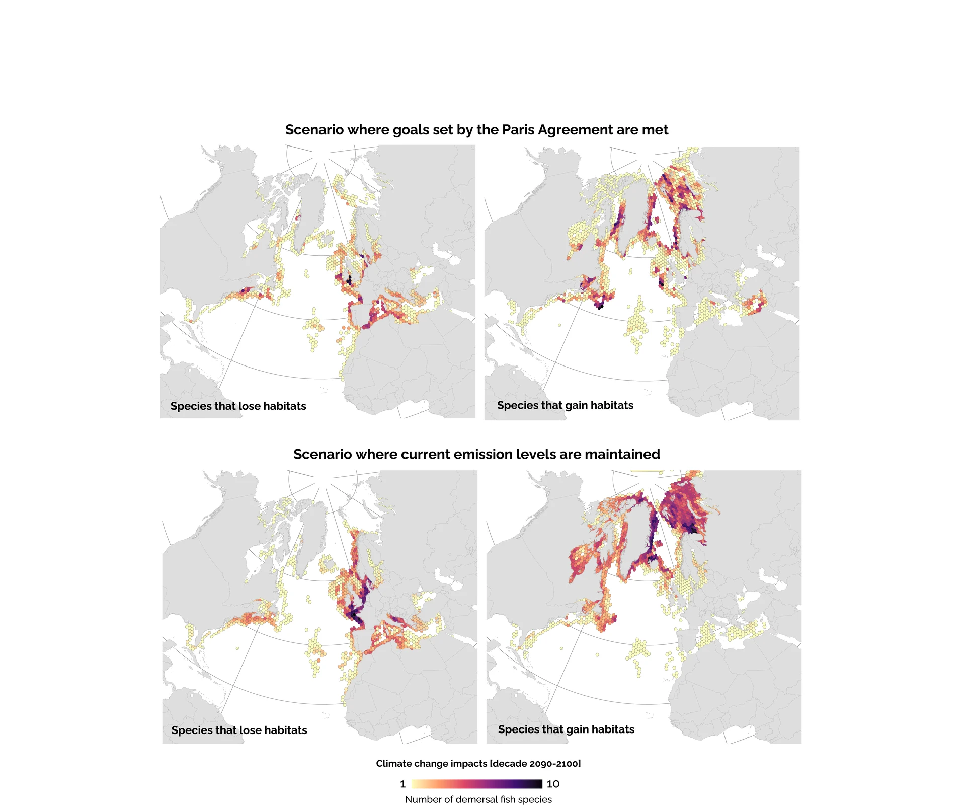 Benefit of the Paris Agreement for fishing targets